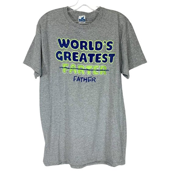 #1 Dad Other - World's Greatest Father or Farter T-Shirt Size M Funny Gag Dad Gift NWT